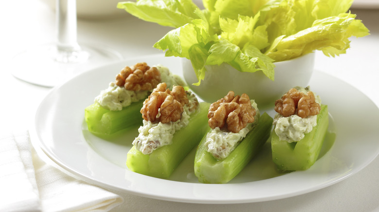 Celery stuffed with walnuts
