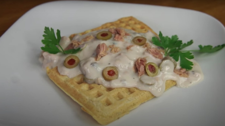 Tuna on a waffle
