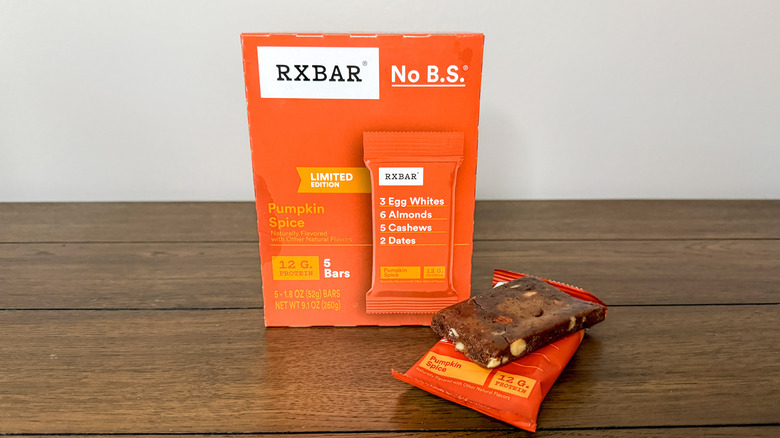 Orange box of Pumpkin Spice RXBARs