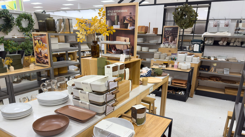 Target kitchenware section with various items on display