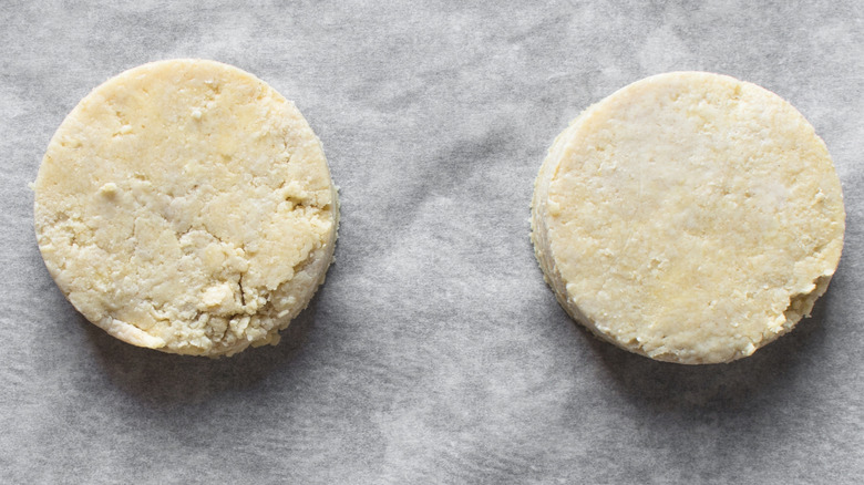 Scone rounds on baking sheet