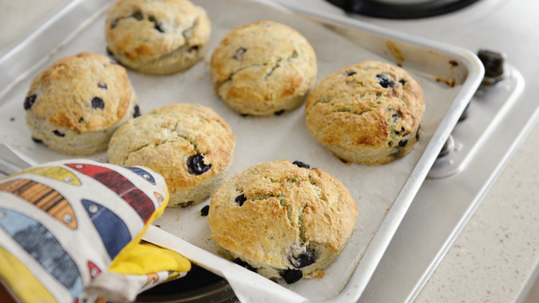 Scones on a baking tray