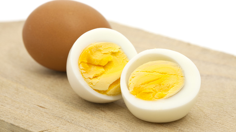 A sliced hard-boiled egg
