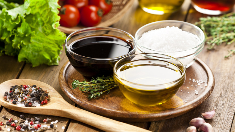 Vinegar, oil, and salt