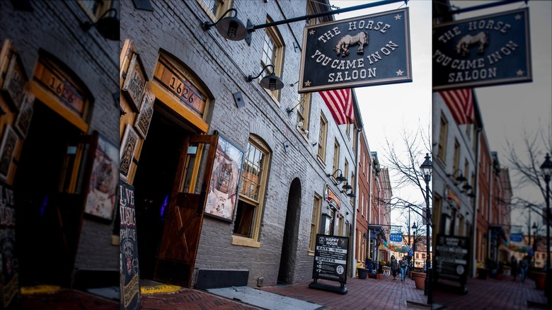The exterior of The Horse You Came In On restaurant with a sign
