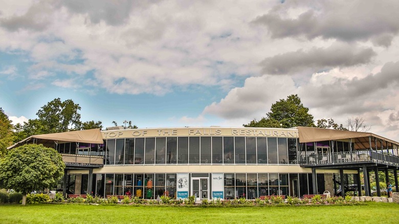 The exterior of the Top of the Falls restaurant