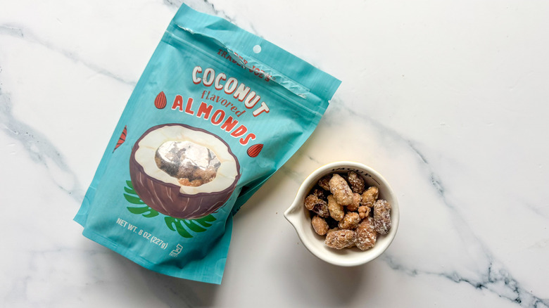 Coconut almonds on marble surface