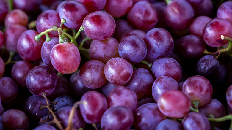 closeup of red grapes