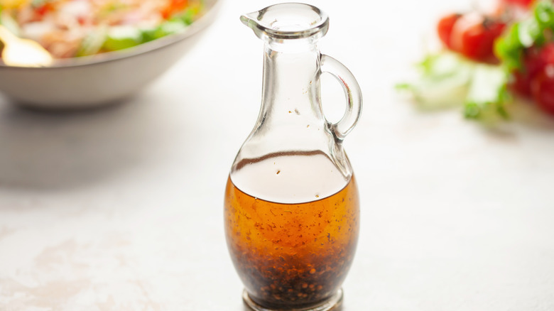 vinaigrette in small glass cruet