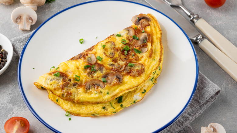Mushrooms omelet on plate