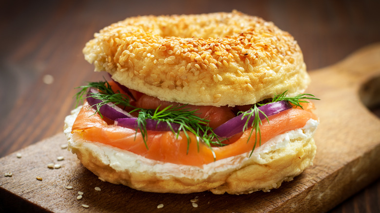 Bagel sandwich with lox