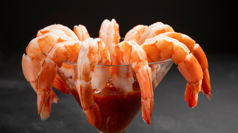 Shrimp cocktail on a glass