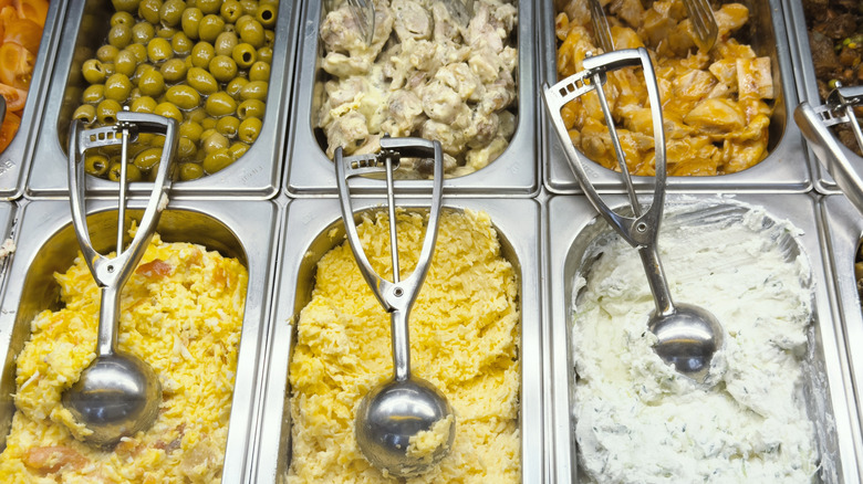 Prepared salads at a deli counter