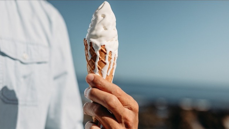 Melting ice cream cone