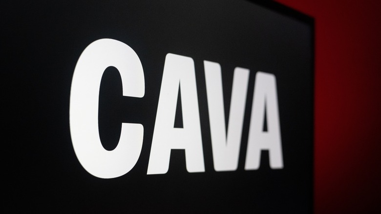 A close-up of the CAVA logo