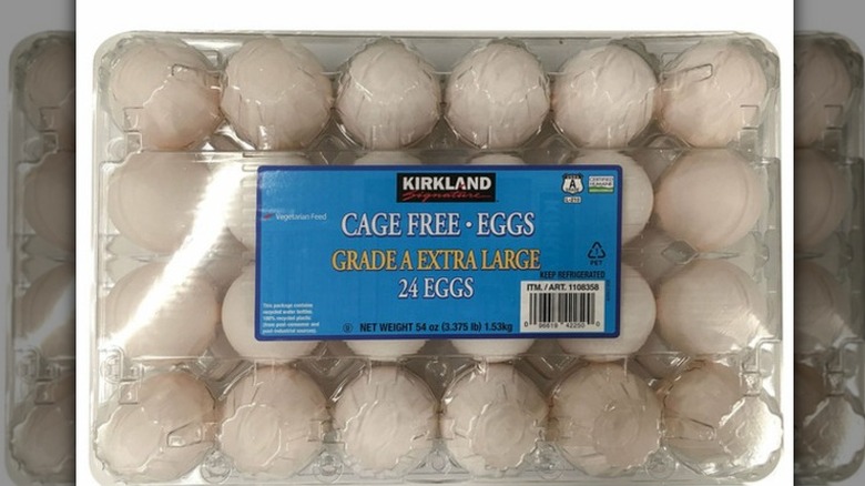two dozen Kirkland Signature eggs in packaging