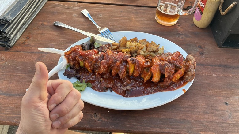 A plate of Räuberspiess at Bodensee Restaurant