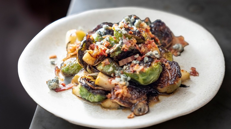 A plate of roasted Burssels sprouts at Café Berlin