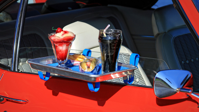 Classic drive-in meal on a tray