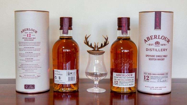 Bottles of Aberlour 12 Year with their box packaging