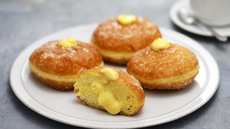 Homemade donuts with lemon curd filling