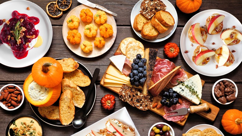 Charcuterie board with food
