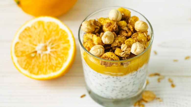 Chia yogurt with topping