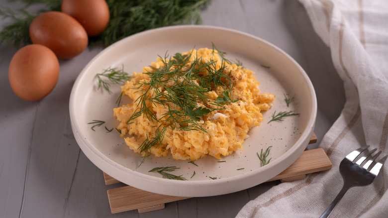 Dill on scrambled eggs