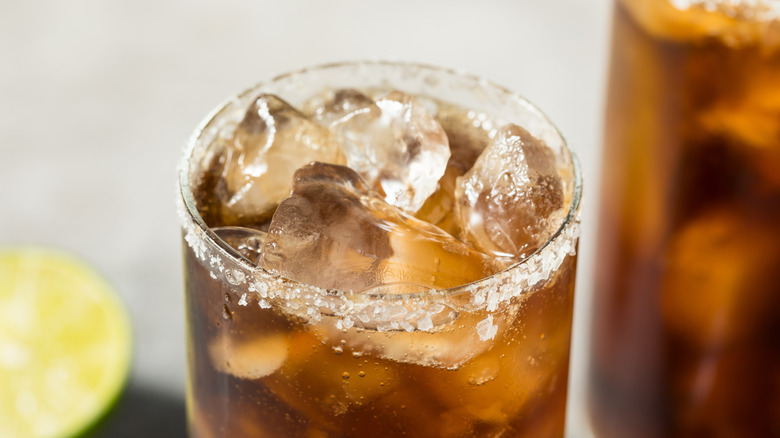 Batanga cocktails with fresh lime and a salted rim