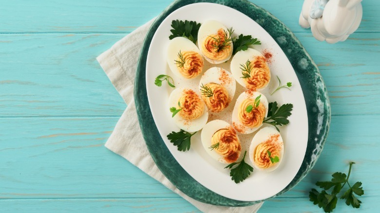 Platter of deviled eggs