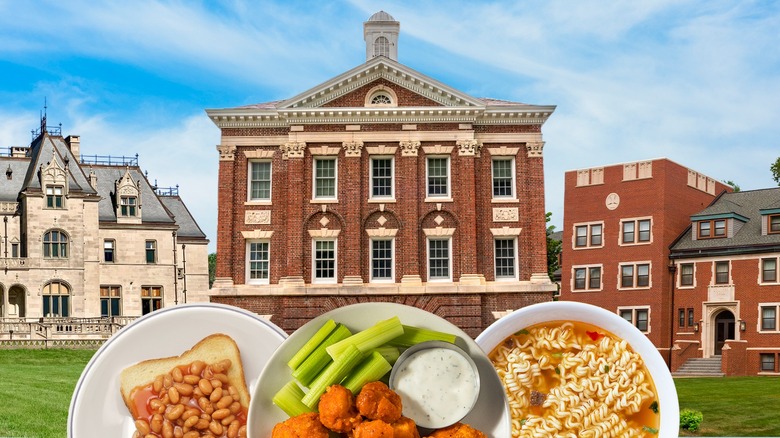 College campuses with various meals