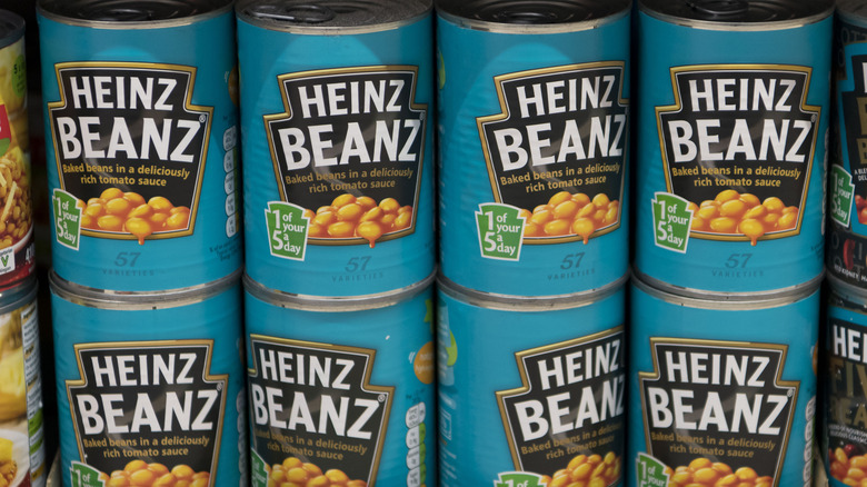 Cans of Heinz baked beans