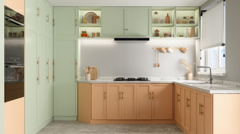 Color-blocked mid-century modern kitchen