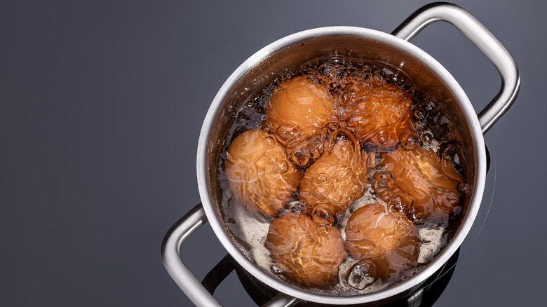 Eggs in boiling water
