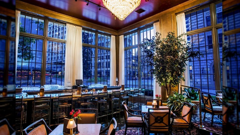 Inside Oliver's, including the floor-to-ceiling windows