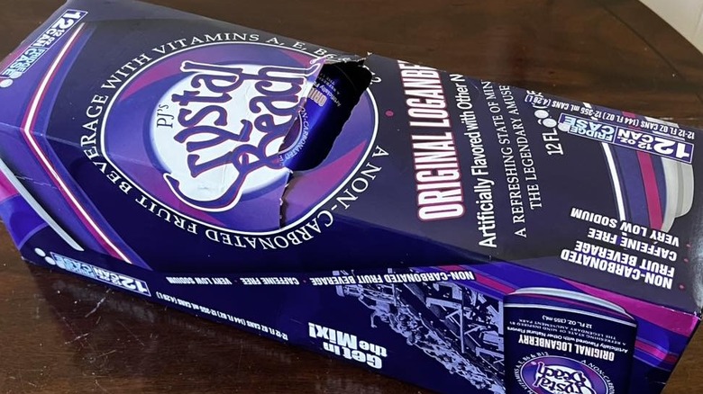 Case of PJ's Crystal Beach Loganberry cans