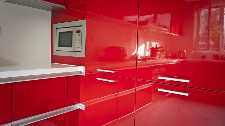 Red glossy cabinet fronts