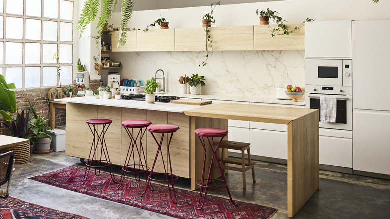 kitchen island with dual worktops