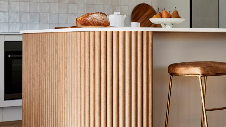 kitchen island with a curved edge