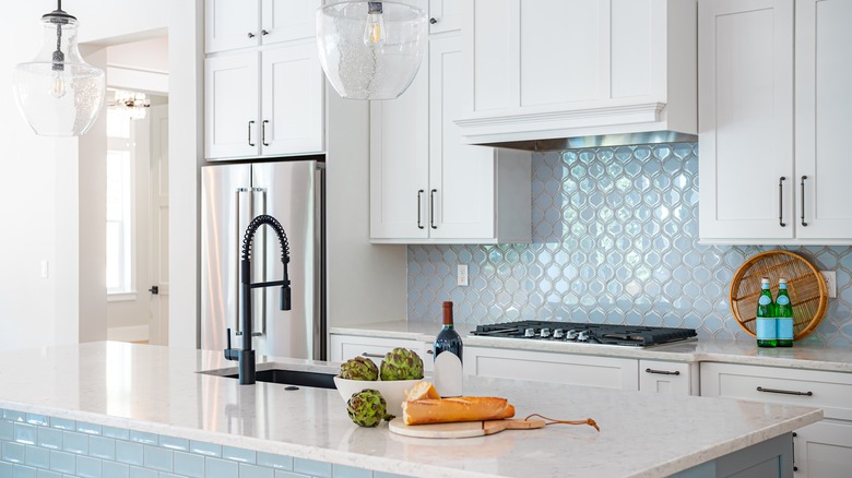 mixed metals in a kitchen island