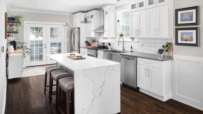 waterfall granite countertop island