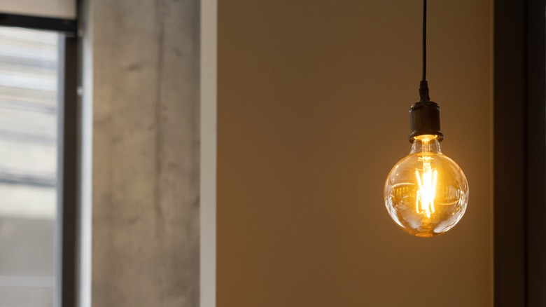 single hanging industrial bulb