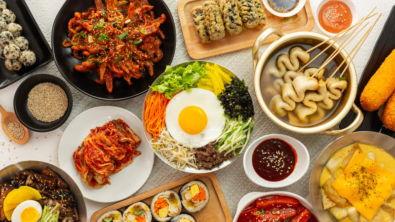An array of Korean dishes altogether on a table