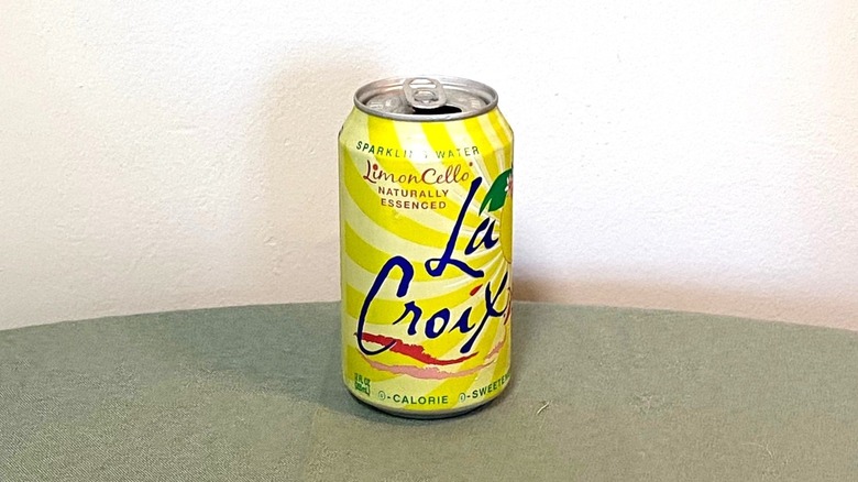 a can of La Croix Limoncello water on a table