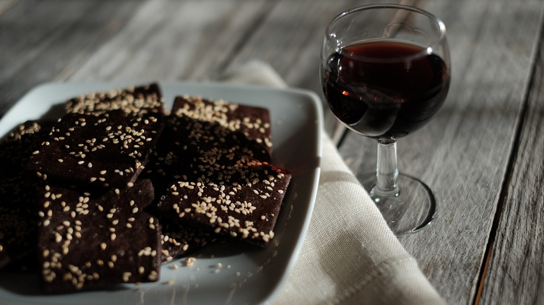 sesame brownies and port