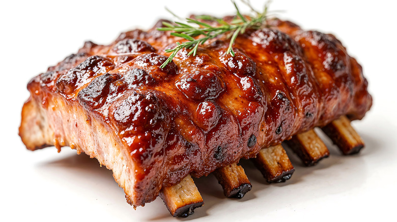 rack of ribs on a white background