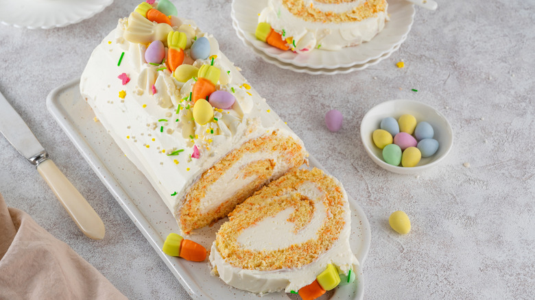 spring themed cake with candy on top