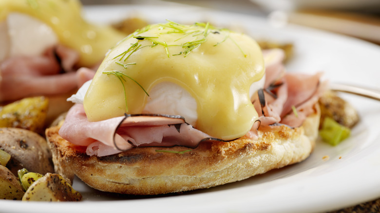 classic eggs Benedict on plate