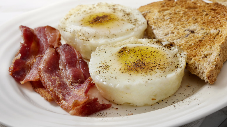 round eggs on white plate