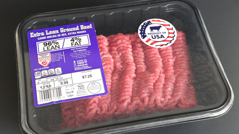 Ground beef sold at an Aldi store